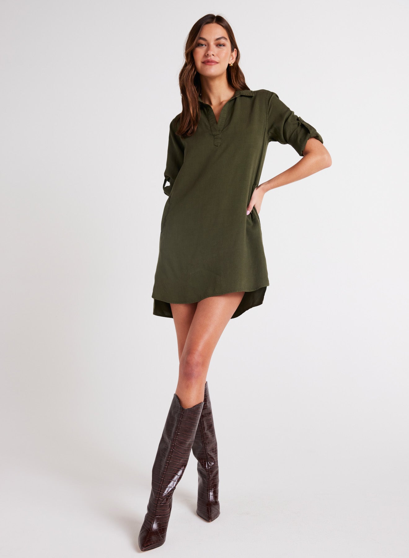 Bella DahlLong Sleeve A - Line Shirt Dress - Italian Herbproduct