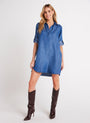 Bella DahlLong Sleeve A - Line Shirt Dress - Moonlit Haze WashDresses