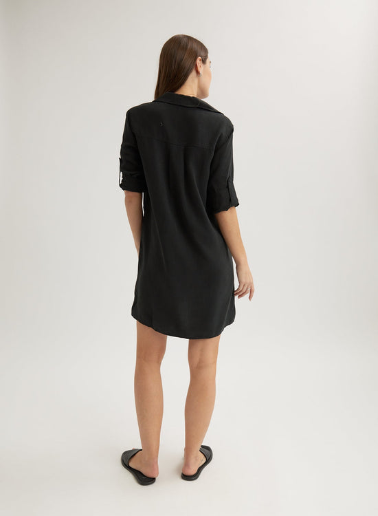 Bella DahlLong Sleeve A - Line Shirt Dress - Vintage BlackDresses