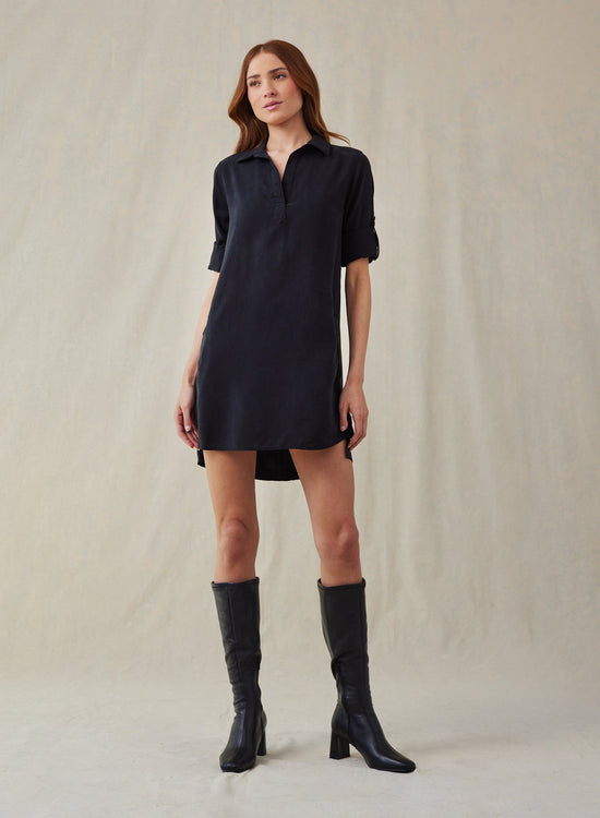 Bella DahlLong Sleeve A - Line Shirt Dress - Vintage BlackDresses