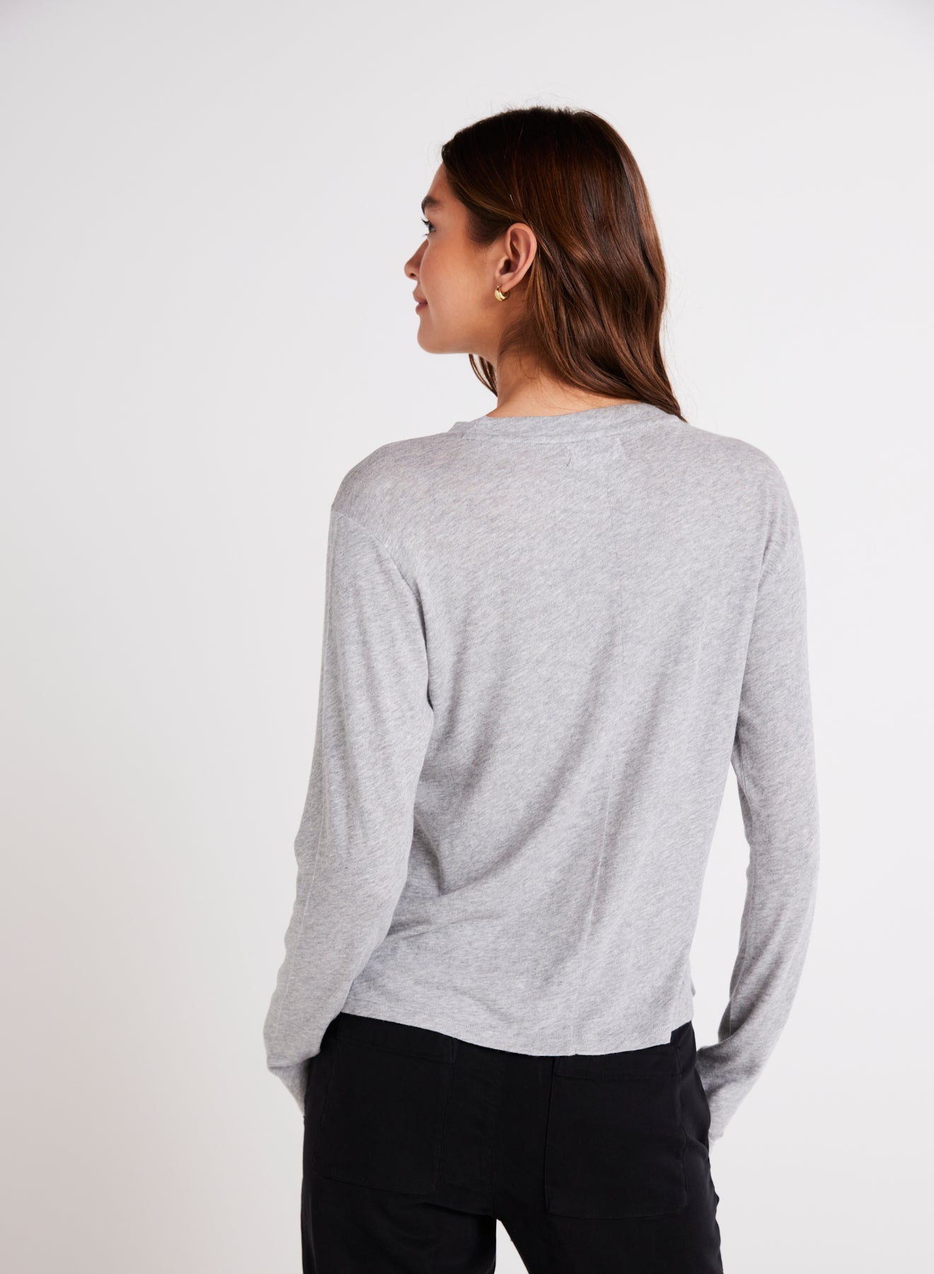 Bella DahlLong Sleeve Crew Neck Tee - Heather AshTops