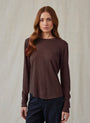 Bella DahlLong Sleeve Crew Tee - Chestnut BrownTops