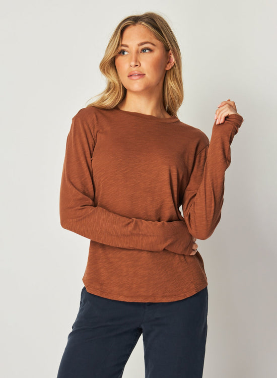 Bella DahlLong Sleeve Crew Tee - Twilight GoldTops