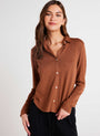 Bella DahlLong Sleeve Knit Button Down - Twilight GoldTops