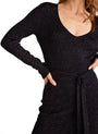 Bella DahlLong Sleeve Maxi Sweater Dress - Black with MetallicDresses