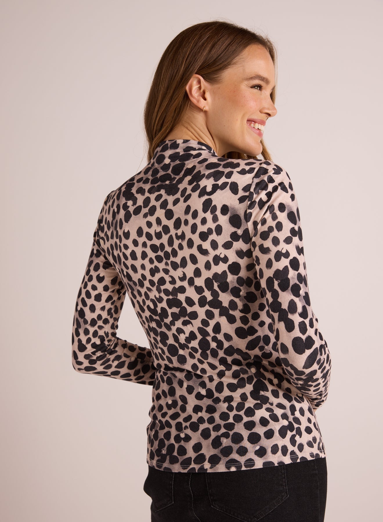 Bella DahlLong Sleeve Mock Neck Top - Winter Spots PrintTops