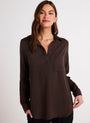 Bella DahlLong Sleeve Pullover Tunic - Chestnut BrownTops