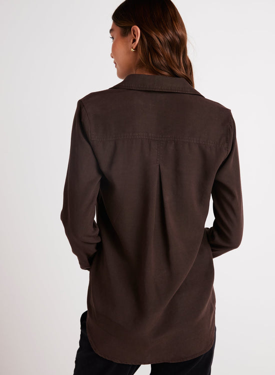 Bella DahlLong Sleeve Pullover Tunic - Chestnut BrownTops