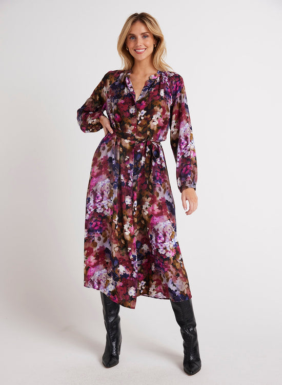 Bella DahlLong Sleeve Raglan Midi Dress - Twilight Fleur PrintDresses