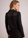 Bella DahlLong Sleeve Rib Mix Shirt - BlackTops