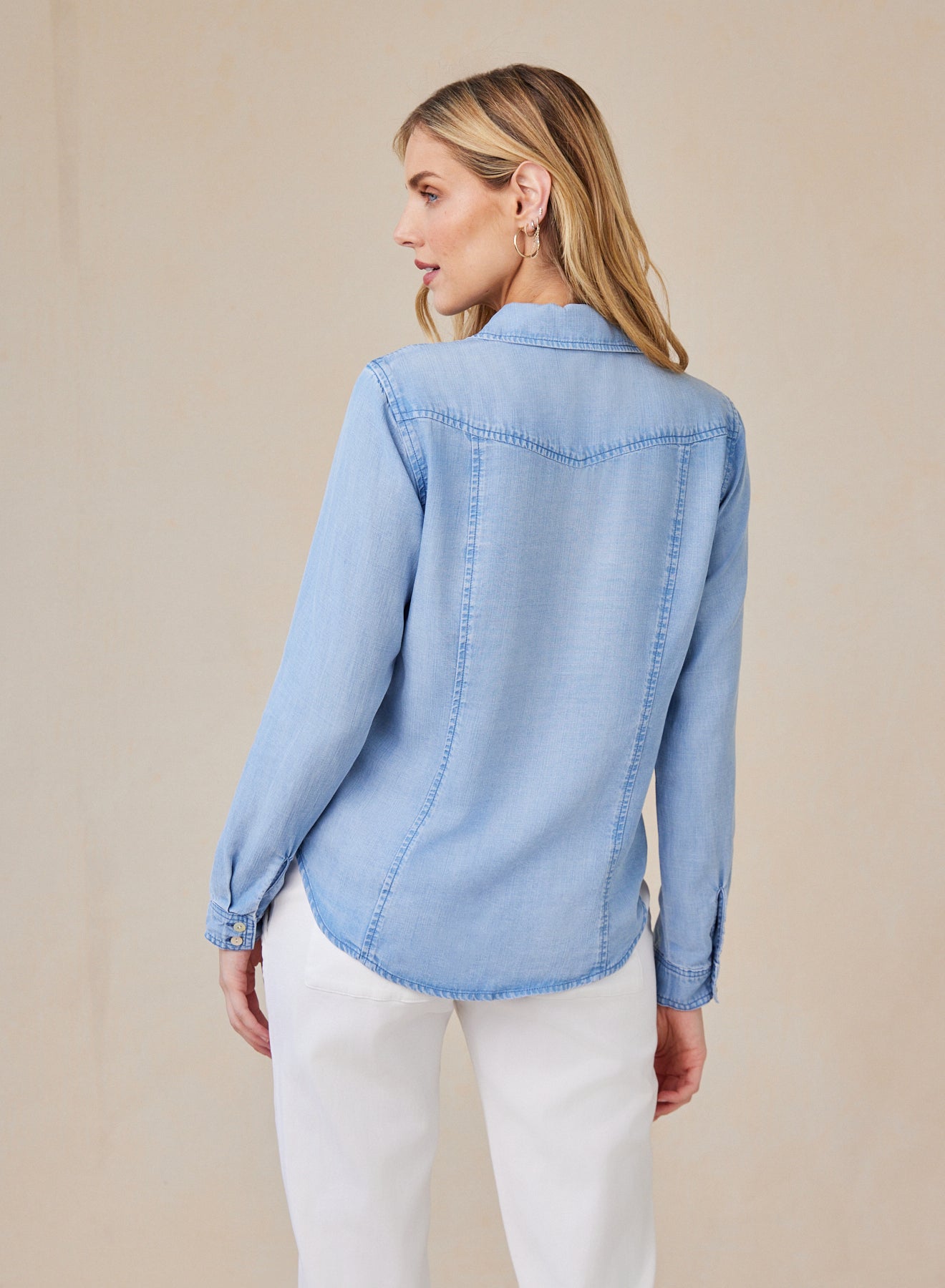 Bella DahlLong Sleeve Seamed Shirt - Coastal Spray WashTops