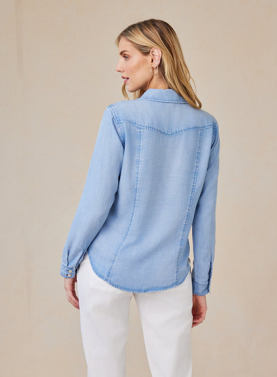 Bella DahlLong Sleeve Seamed Shirt - Coastal Spray WashTops