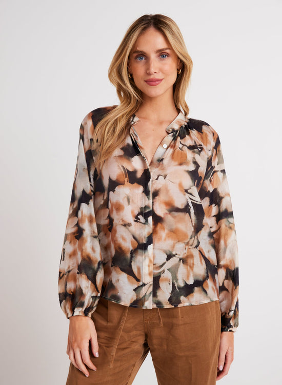 Bella DahlLong Sleeve Shirred Raglan Shirt - Harvest Floral PrintTops