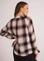 Bella DahlLong Sleeve Shirred Raglan Shirt - Winter Taupe PlaidTops