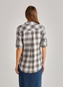 Bella DahlLong Sleeve Shirt Tail Button Down - White & Black PlaidTops