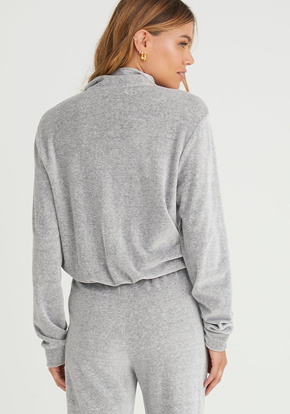 Bella DahlLong Sleeve Zipper Pullover - Heather GreyTops