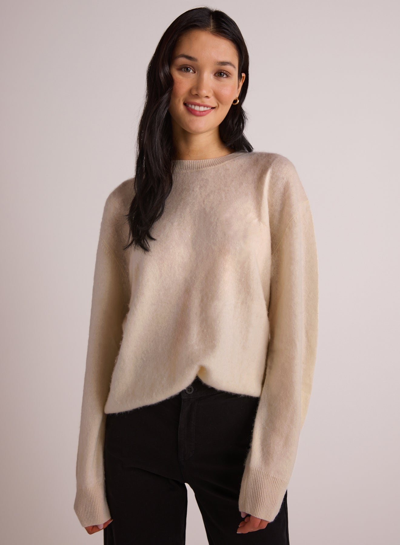 Bella DahlLuxe Fuzzy Crew Neck - Rich IvorySweaters