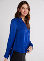 Bella DahlMandarin Collar Button Down - Rich CobaltTops