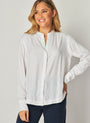 Bella DahlMandarin Collar Button Down - WhiteTops