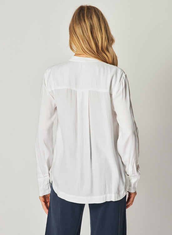 Bella DahlMandarin Collar Button Down - WhiteTops