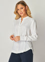 Bella DahlMandarin Collar Button Down - WhiteTops