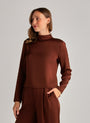 Bella DahlMock Neck Button Back Top - Brandy WineTops