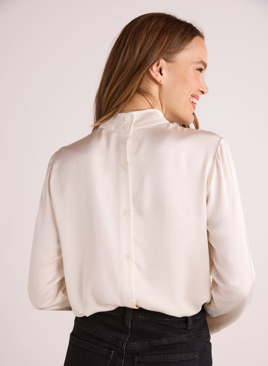 Bella DahlMock Neck Button Back Top - Winter WhiteTops