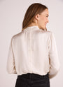 Bella DahlMock Neck Button Back Top - Winter WhiteTops