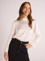 Bella DahlMock Neck Button Back Top - Winter WhiteTops