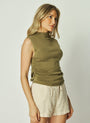 Bella DahlMock Neck Linen Jersey Top - Dried HerbTops