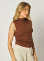 Bella DahlMock Neck Linen Jersey Top - French EspressoTops