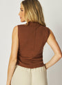 Bella DahlMock Neck Linen Jersey Top - French EspressoTops