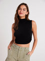 Bella DahlMock Neck Linen Jersey Top - French EspressoTops