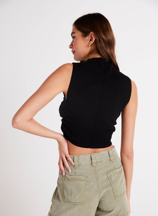 Bella DahlMock Neck Sweater - BlackTops