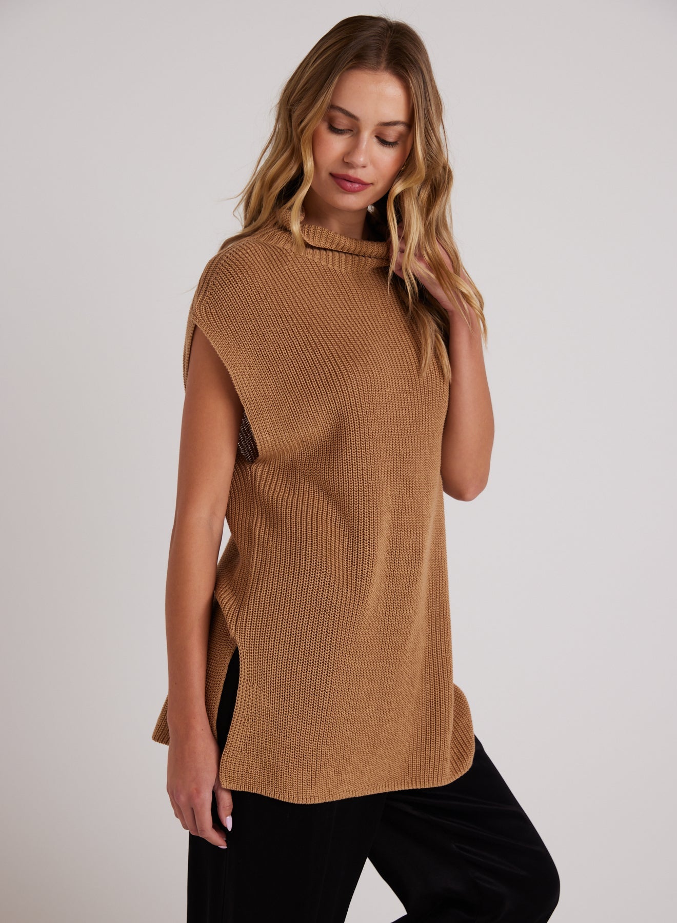 Bella DahlMock Neck Sweater Tunic - Golden CamelSweaters & Jackets