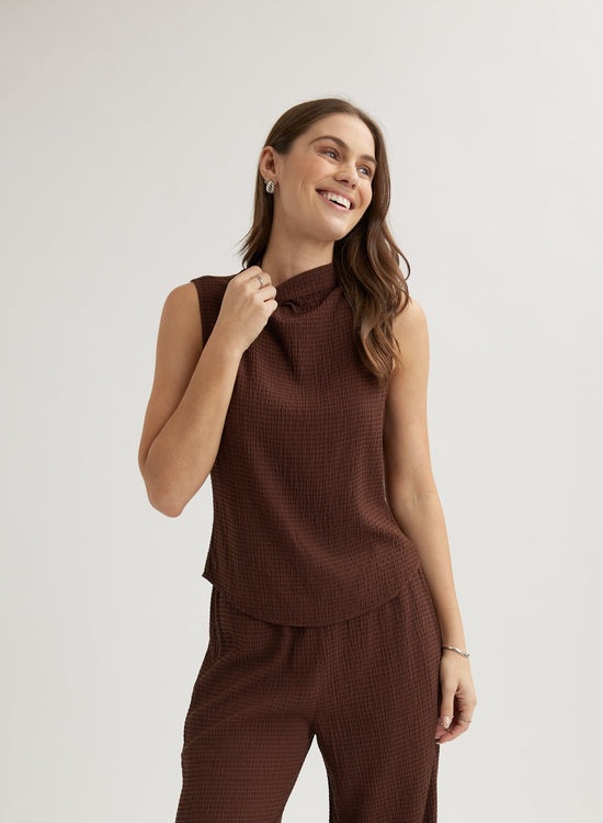 Bella Dahl Mock Neck Top - Chicory BrownTops