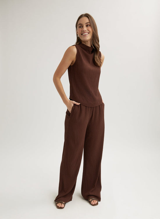 Bella Dahl Mock Neck Top - Chicory BrownTops