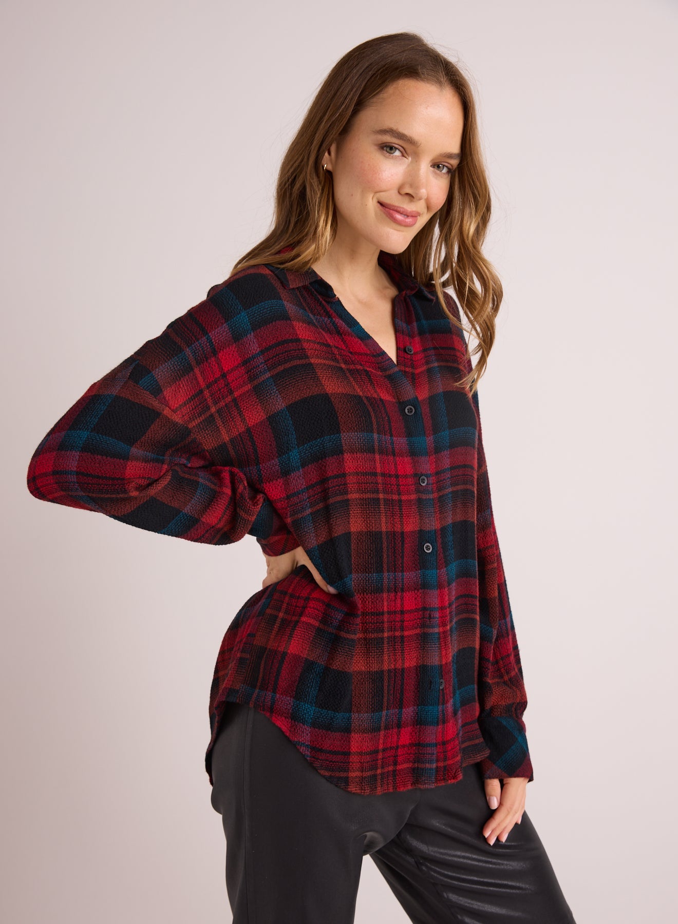 Bella DahlOversized Button Down - Winter Berry PlaidTops