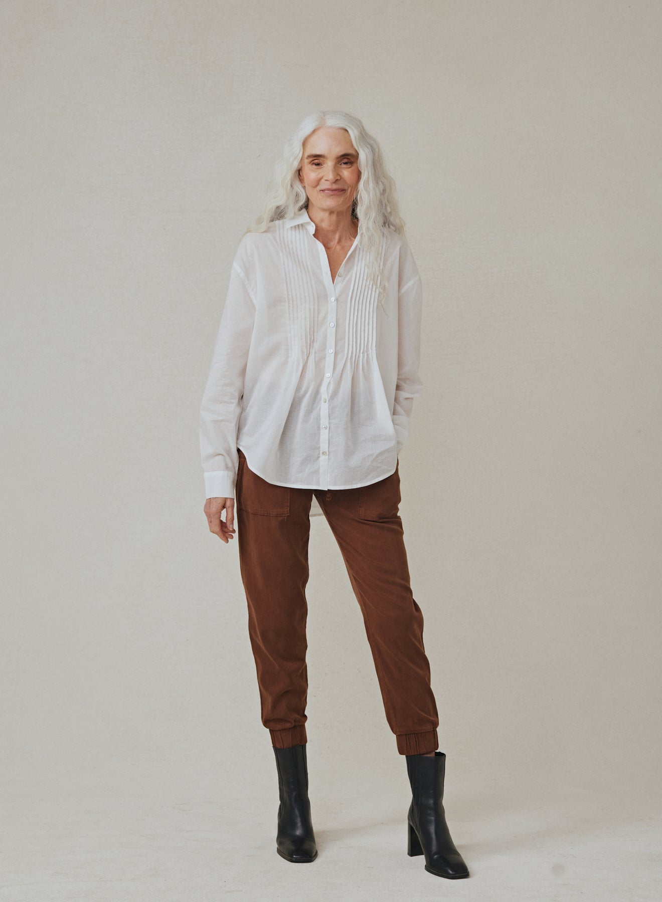 Bella DahlPintuck Flowy Shirt - WhiteTops