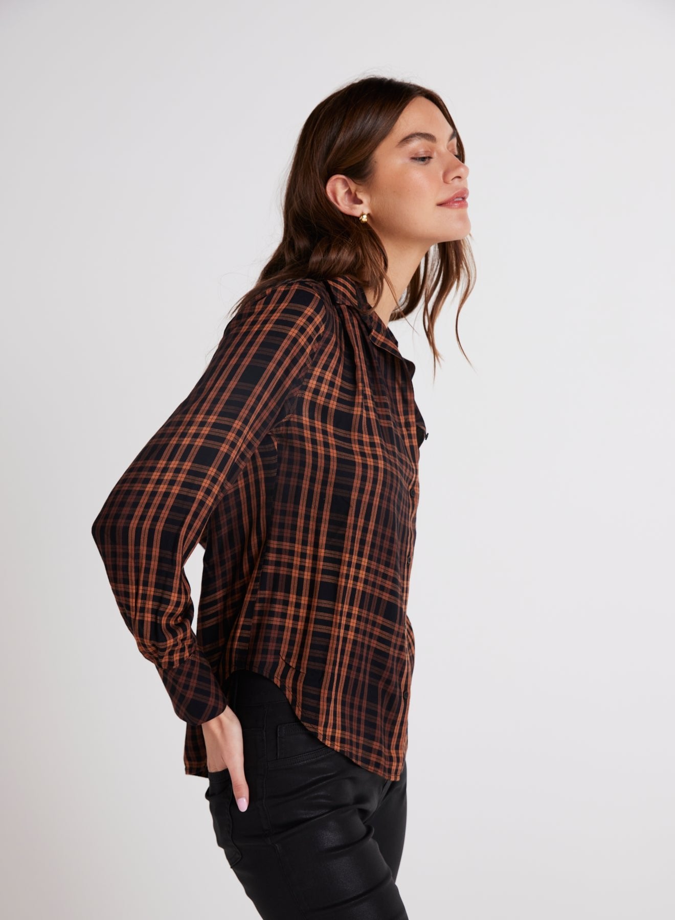 Bella DahlPleated Button Down Shirt - Autumn Ember PlaidTops