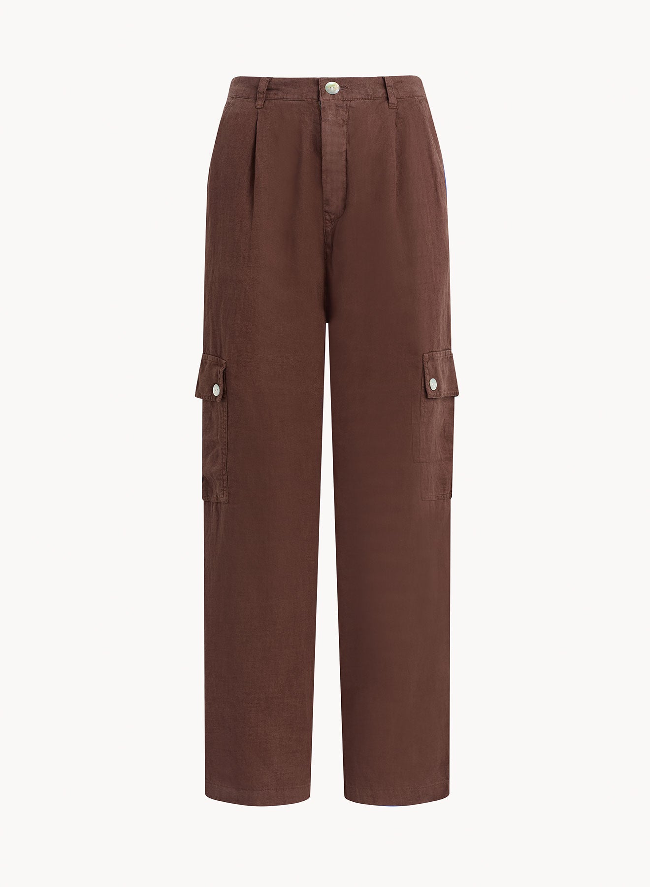 Bella DahlPleated Linen Cargo Trousers - Cocoa CabanaBottoms