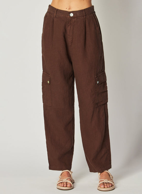 Bella DahlPleated Linen Cargo Trousers - Cocoa CabanaBottoms