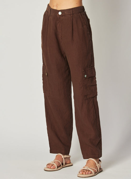 Bella DahlPleated Linen Cargo Trousers - Cocoa CabanaBottoms