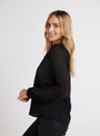 Bella DahlPleated Sleeve Raglan Pullover - BlackTops