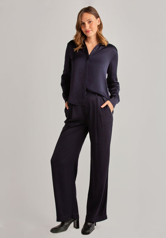 Bella DahlPleated Wide Leg Trouser - Navy EclipseBottoms