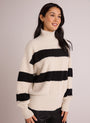 Bella DahlPlush Striped Turtleneck Sweater - Bone & BlackSweaters & Jackets