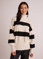 Bella DahlPlush Striped Turtleneck Sweater - Bone & BlackSweaters & Jackets