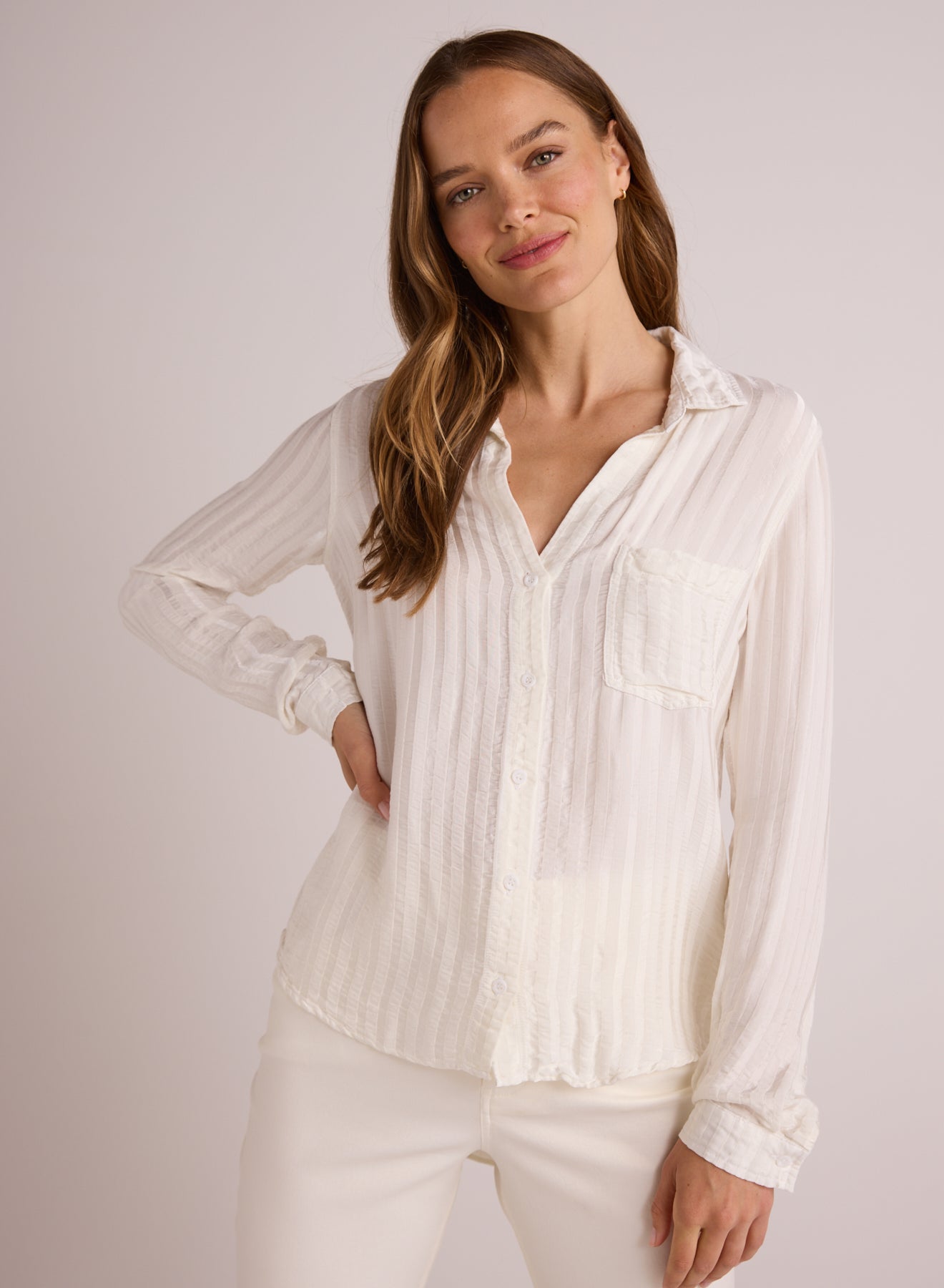 Bella DahlPocket Button Down - Winter WhiteTops