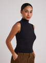 Bella DahlRib Mock Neck Top - BlackTops