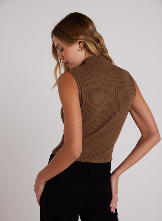 Bella DahlRib Mock Neck Top - Olive BronzeTops